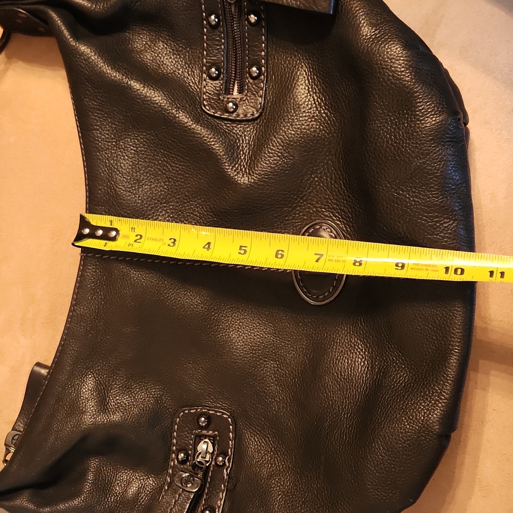 Giani Bernini black genuine Pebble leather with 2 side pockets shoulder bag - Picture 16 of 17